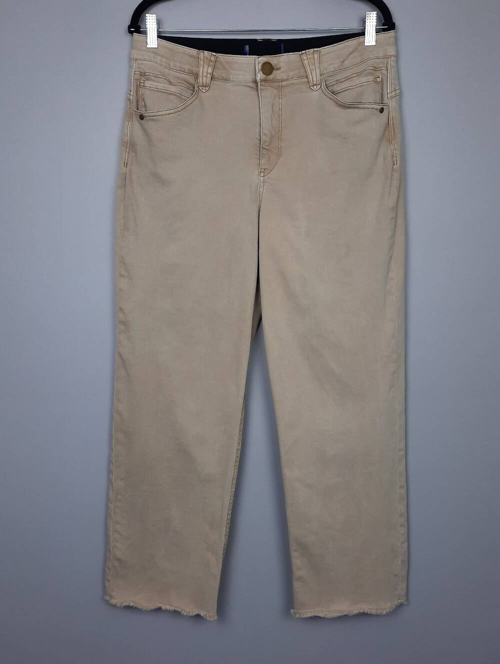 Democracy Tan High Rise Straight Leg Raw Hem Jeans size 12